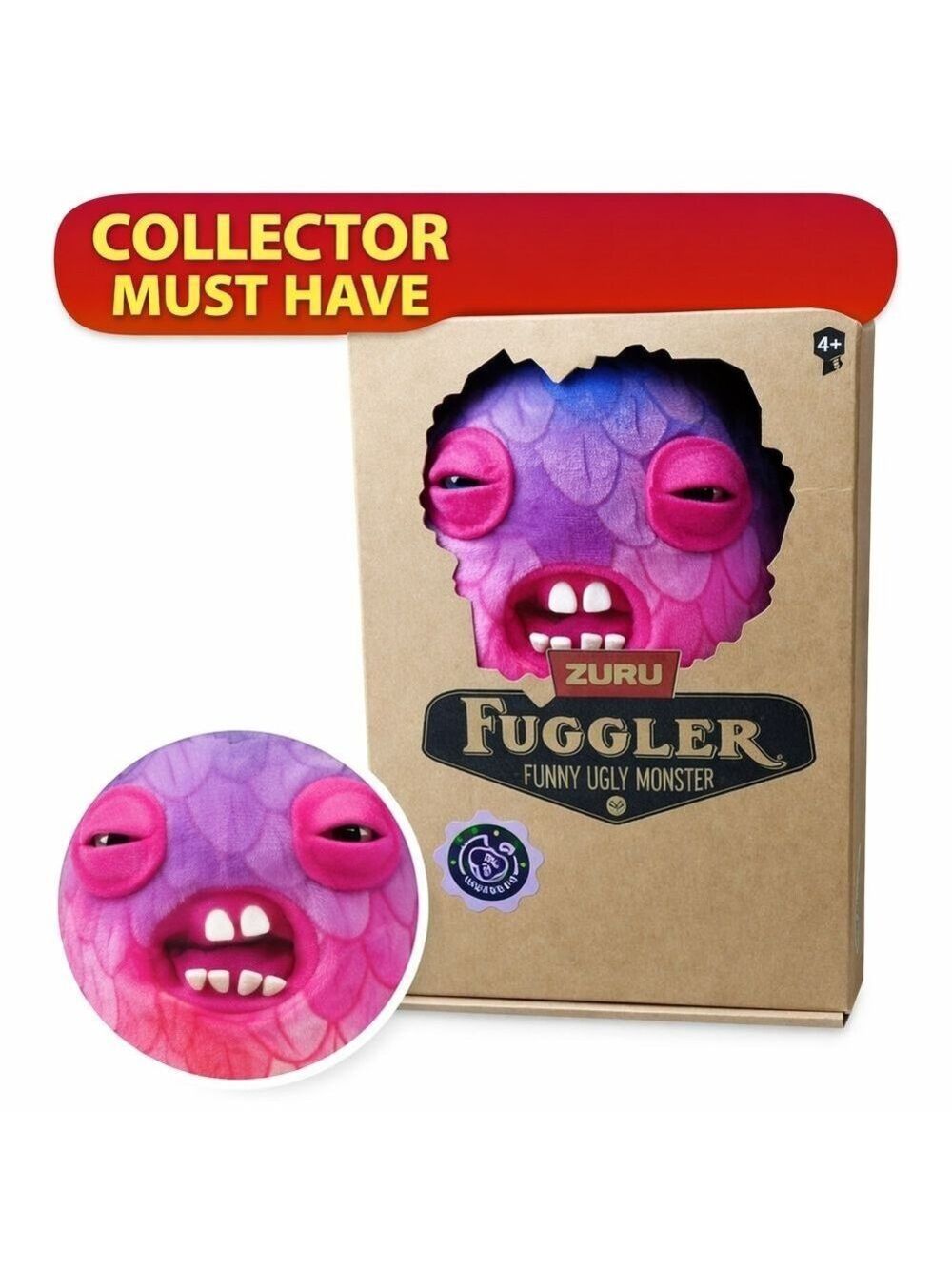 ZURU Fuggler Cod Father Plush Pink Ombre Fish Gradient Collectible Toys